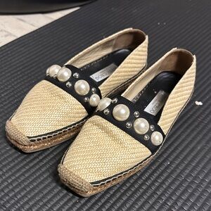 Jimmy choo Elegant Beige Espadrilles with Pearl Detailing